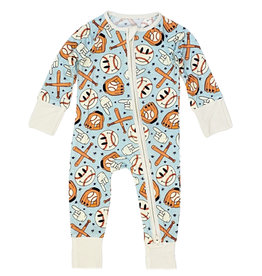 Dream Big Smiley Baseball Zipper Footie