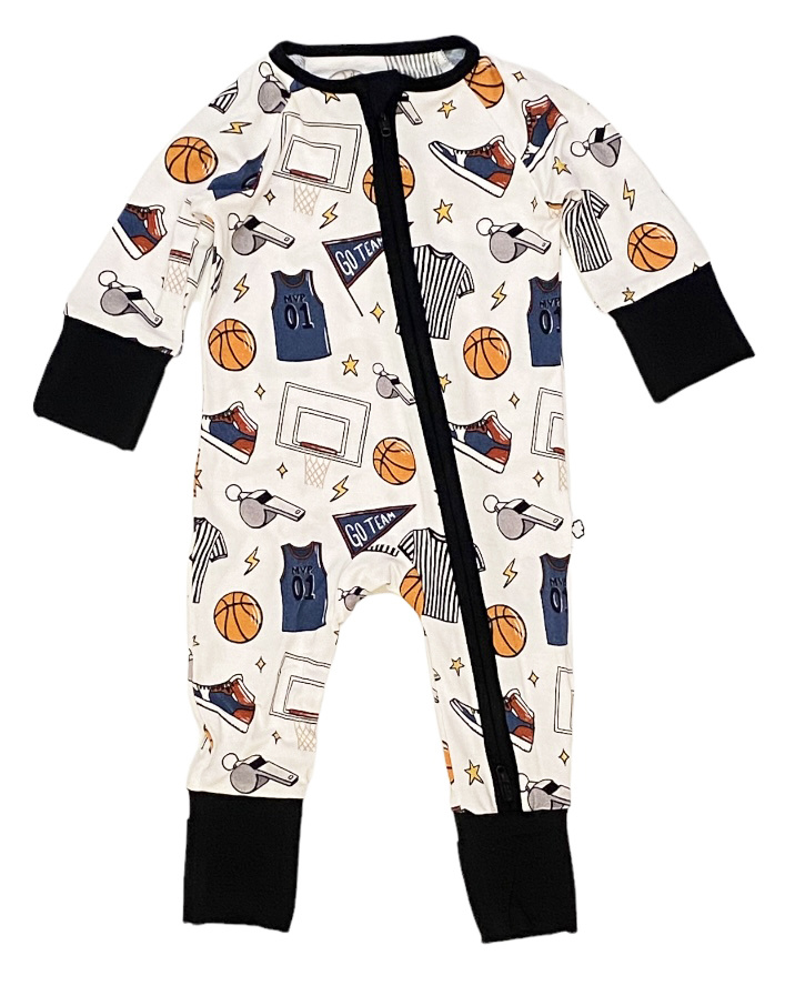 Dream Big Hoops Zipper Footie