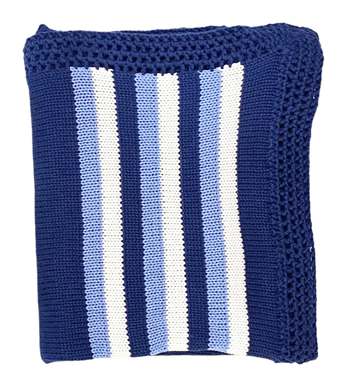 Gita Navy/Denim Striped Knit Blanket