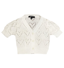 Global Love Off White Heart Knit Cardigan