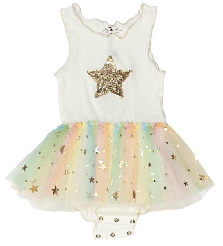 Petite Hailey White Sherbet Tutu Onesie Dress