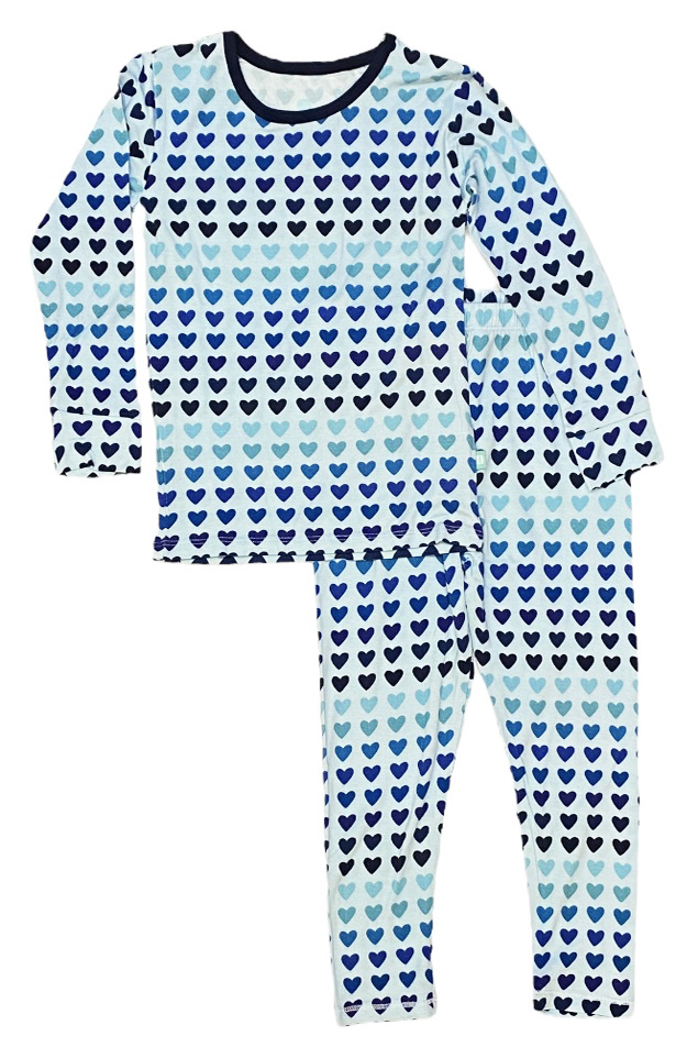 Macaron+Me Blue Hearts PJ Set