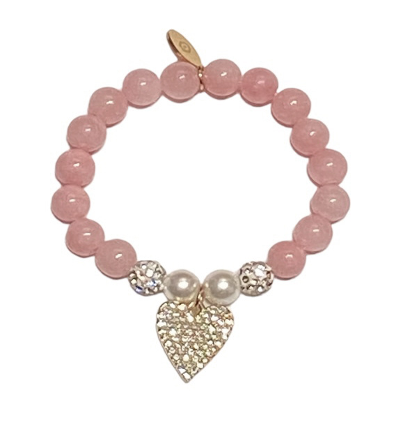 Pink CZ Heart Kids Bracelet