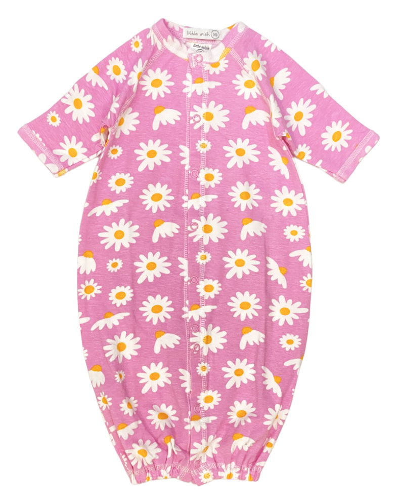 Little Mish Pink Daisy NB Converter Gown