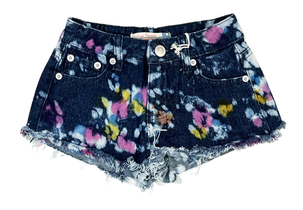 Vintage Havana Colorful Bleach Denim Shorts