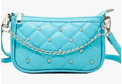 Quilted Leather Stud Clutch with Chain