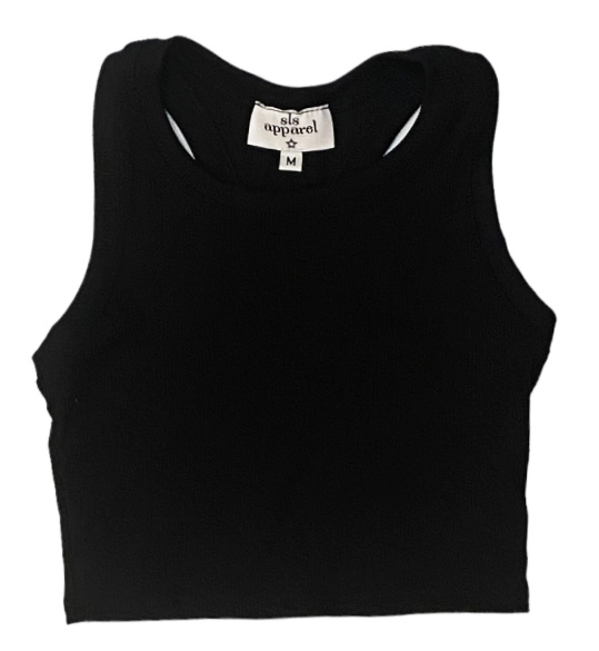 SLS Black Ribbed Crop Tank