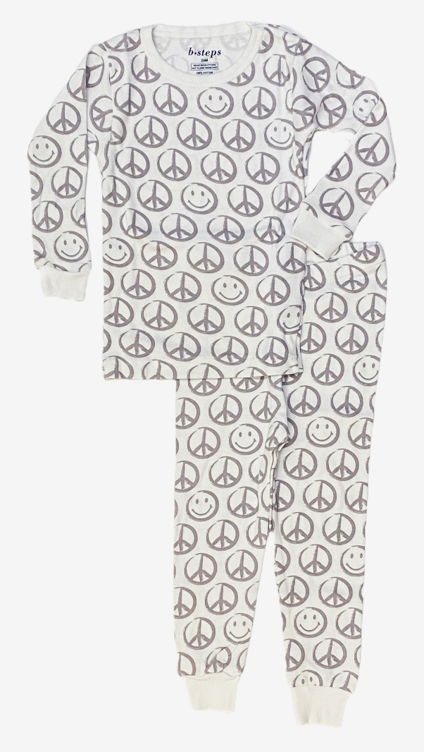 Baby Steps Ivory Peace/Happy Infant PJ Set