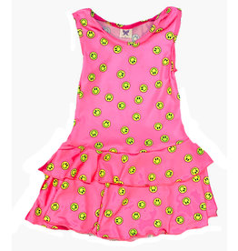 Social Butterfly Neon Smiley Infant Ruffle Tank Dress