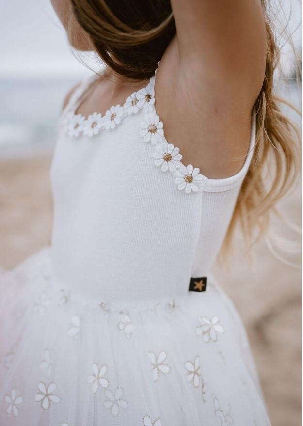 Petite Hailey Ivory Daisy Tulle Dress