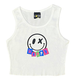 Love Junkie White Happy Tank