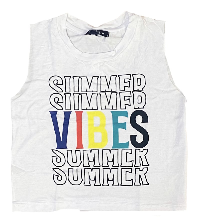 Flowers by Zoe White Summer Vibes Tank Top