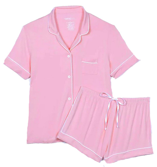 KatieJNYC Pink w/ White Trim Shorts Lounge Set