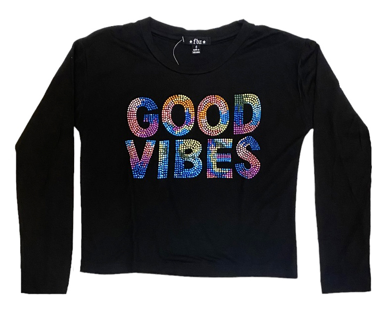 Flowers by Zoe Good Vibes Studded LS Top