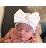 Ily Bean White/Pink Large Bow Newborn Hat