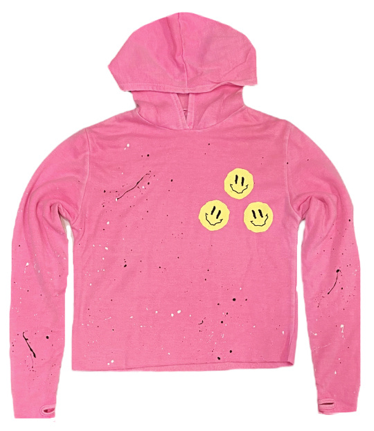 Firehouse Neon Pink Trio Smiley Hooded Sweatshirt