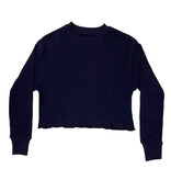 KatieJ NYC Cooper Navy Cropped Waffle Top