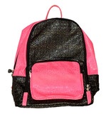 Bari Lynn Neon Pink/Black Crinkle Backpack