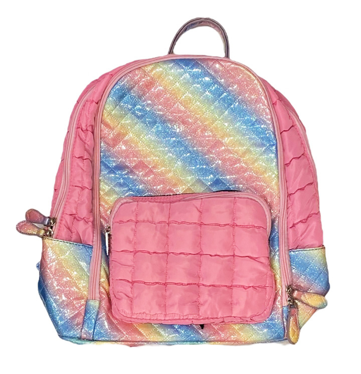 Bari Lynn Quilted Rainbow Pink Backpack