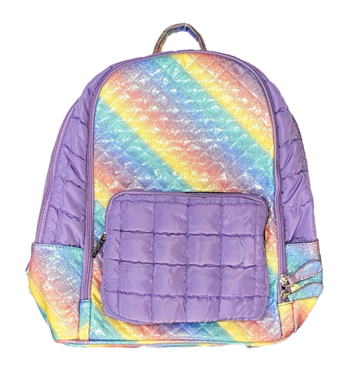 Bari Lynn Quilted Rainbow Purple Backpack