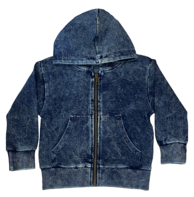 Mish Distresssed Blue Denim Infant Hoodie