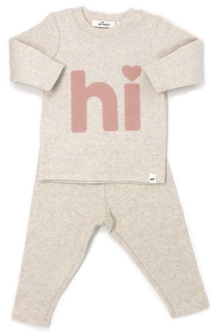 Oh Baby Pink "Hi" Set