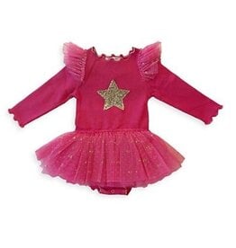 Petite Hailey Hot Pink Gold Star Tutu Dress