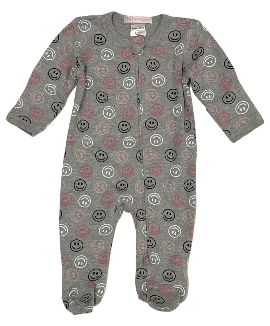 Baby Steps Pink Smiley Footie