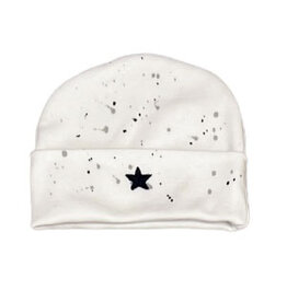 Too Cute White w Navy/Grey Splatter Star Hat