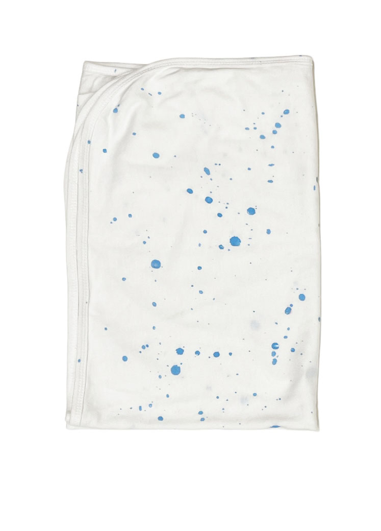 Too Cute White/Lt Blue Splatter Blanket