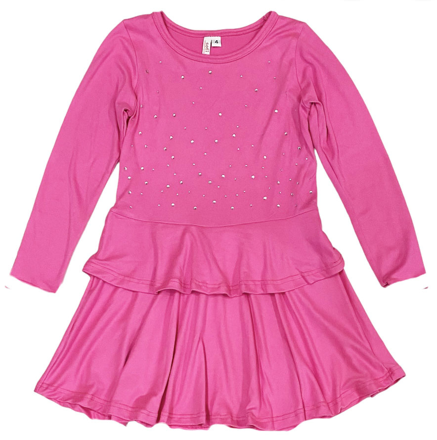 Sofi Pink Rhinestone Ruffle Dress