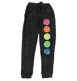 Malibu Sugar Soft Knit Char Sequin Smiley Pant