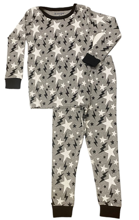 Baby Steps Heather Star/ Bolt PJ Set