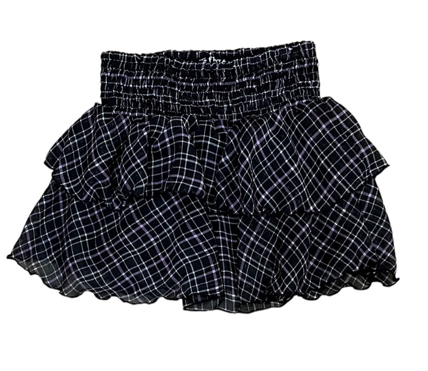 Flowers By Zoe Black/lavender Plaid Chiffon Skirt