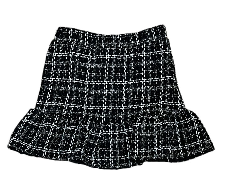 Little Olin Black Silver Tweed Ruffle Skirt