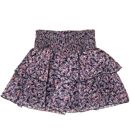 Flowers by Zoe Purple/Blk Floral Chiffon Skirt