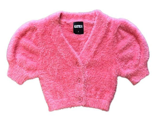 KatieJ NYC Raspberry Fuzzy Cardigan