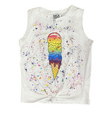 Rock Candy Ice Cream Splatter Tie Front Tank