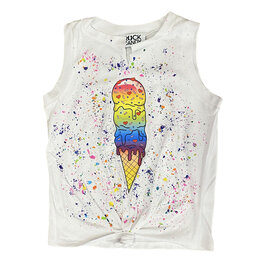 Rock Candy Ice Cream Splatter Tie Front Tank