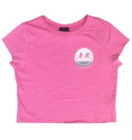 Love Junkie Pink Striped Smiley SS Tee