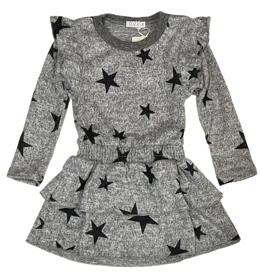 Cozii Grey w/Stars Ruffle Infant Dress