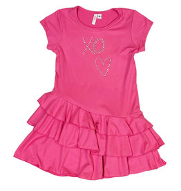 Sofi Neon Pink XO Heart Ruffle Dress