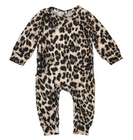 Cozii Brushed Leopard LS Ruffle Back Romper