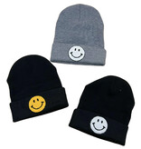 Chenille Smiley Patch Beanie