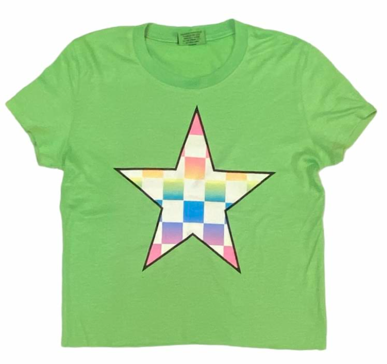 Firehouse Lime Checkered Star Top