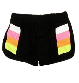 FBZ Neon Stripe Trim Black Shorts