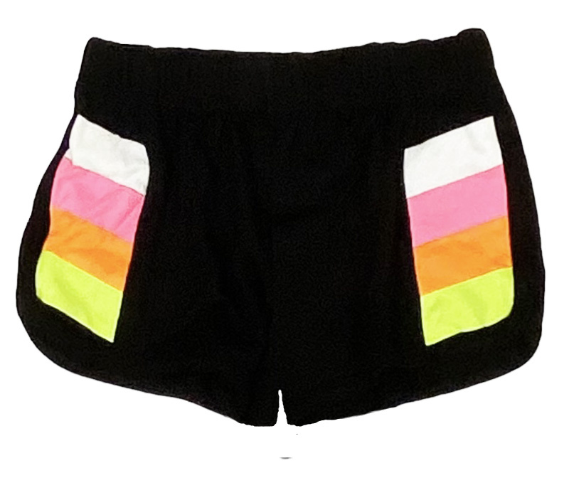 FBZ Neon Stripe Trim Black Shorts