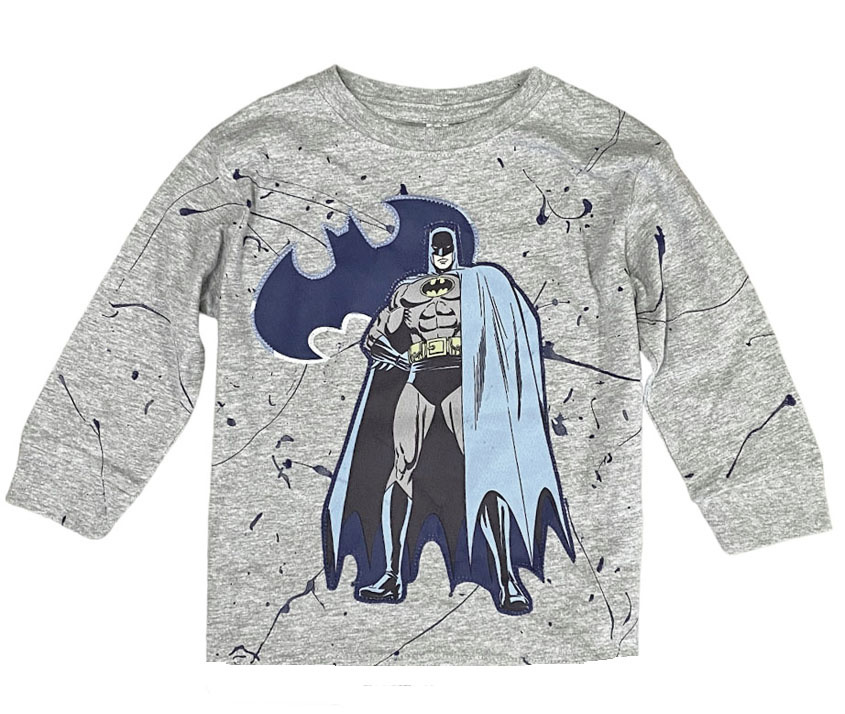 Batman/Bat Logo Grey Splatter  LS Tee