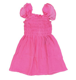 FBZ Neon Pink Gauze Smocked Dress