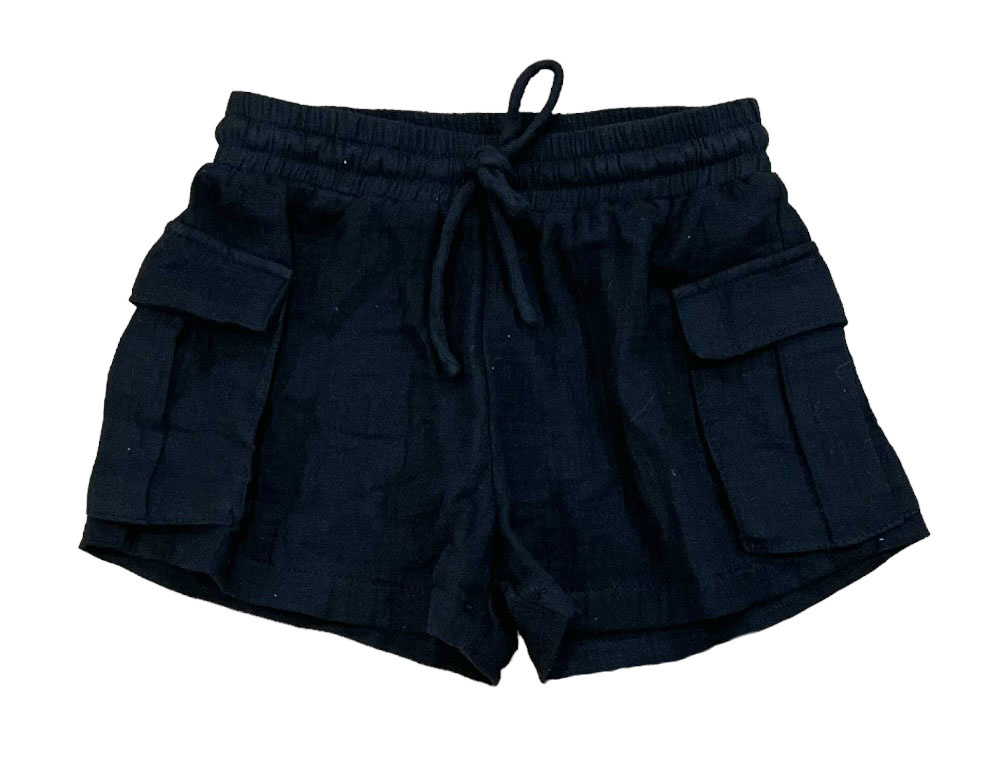 FBZ Black Gauze Cargo Shorts